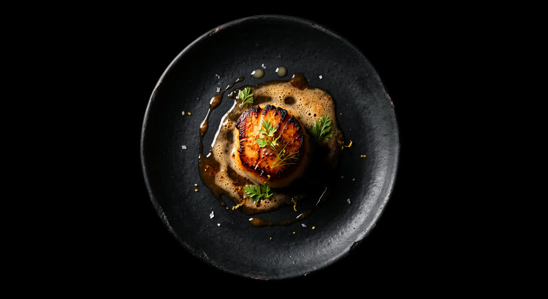 Seared scallop with brown butter