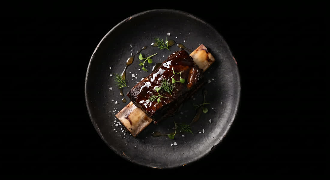 Glazed beef short rib on the bone